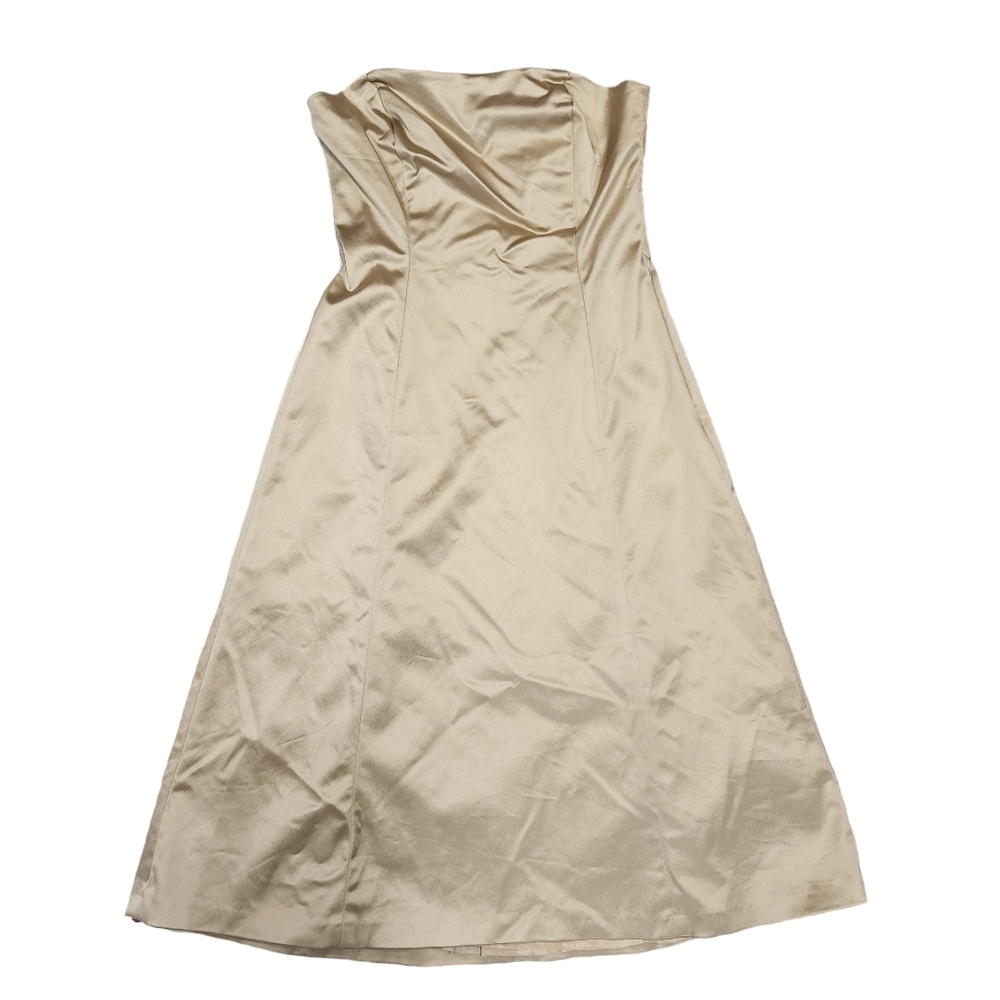 Womens Vintage Strapless Coast Champagne Formal Midi Dress Size 12